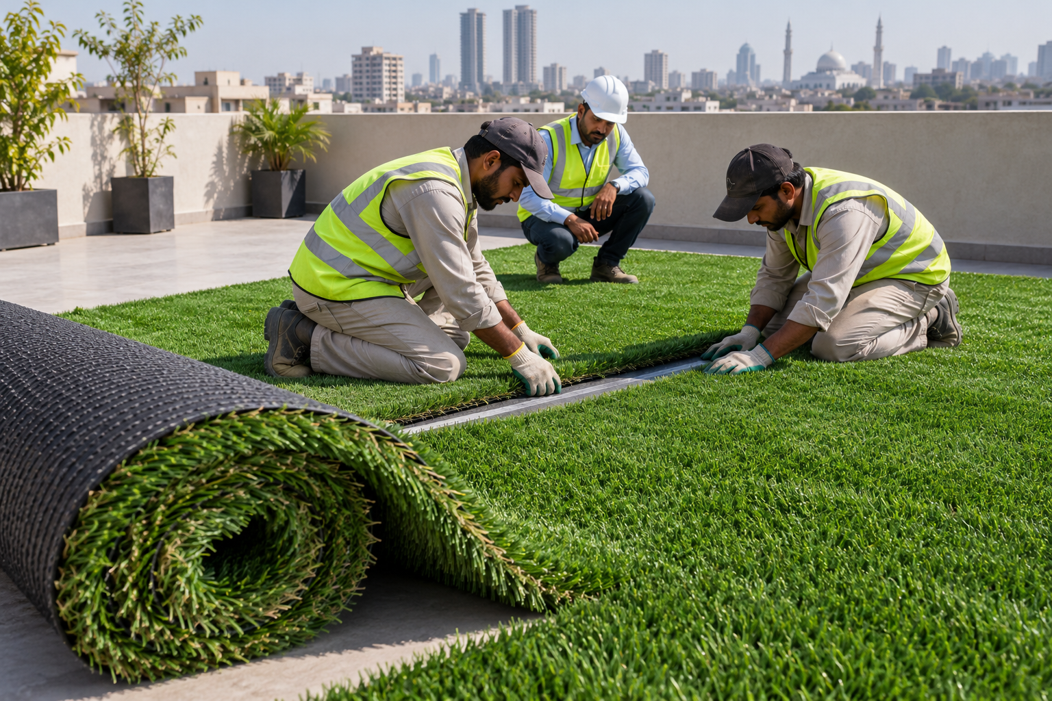 Artificial Grass Rooftop Installation, Pakistan-4