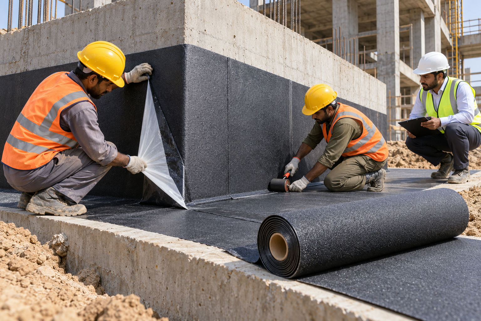 Charcoal Membrane Waterproofing at New Foundation-1
