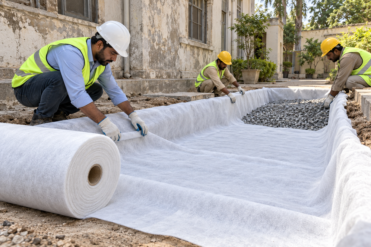 Courtyard Geotextile Drainage Restoration-4