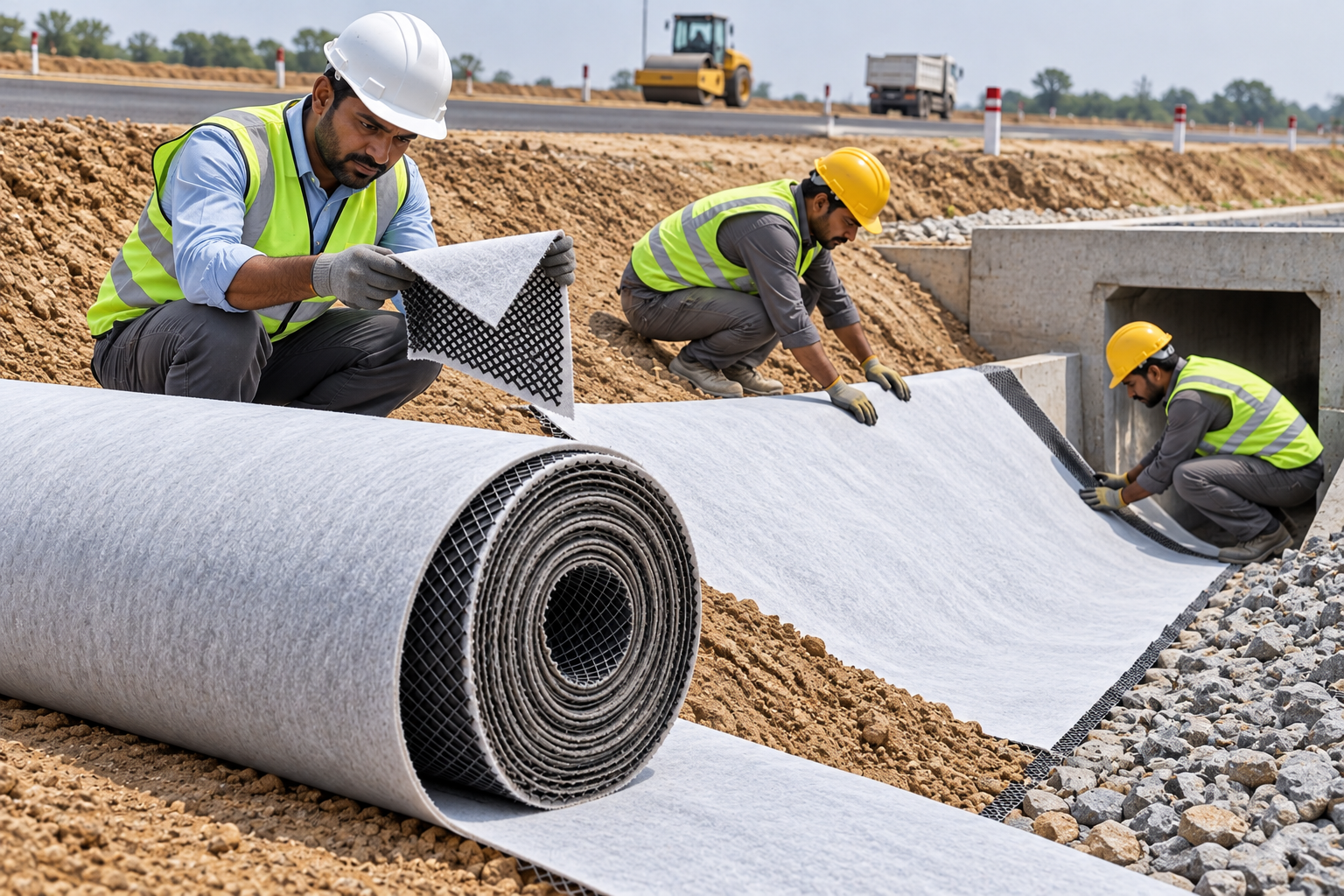 Geocomposite drainage installation in Pakistan-3