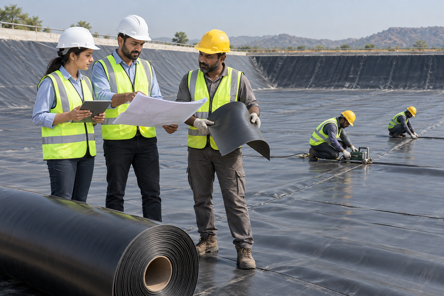 HDPE geomembrane installation team review-2