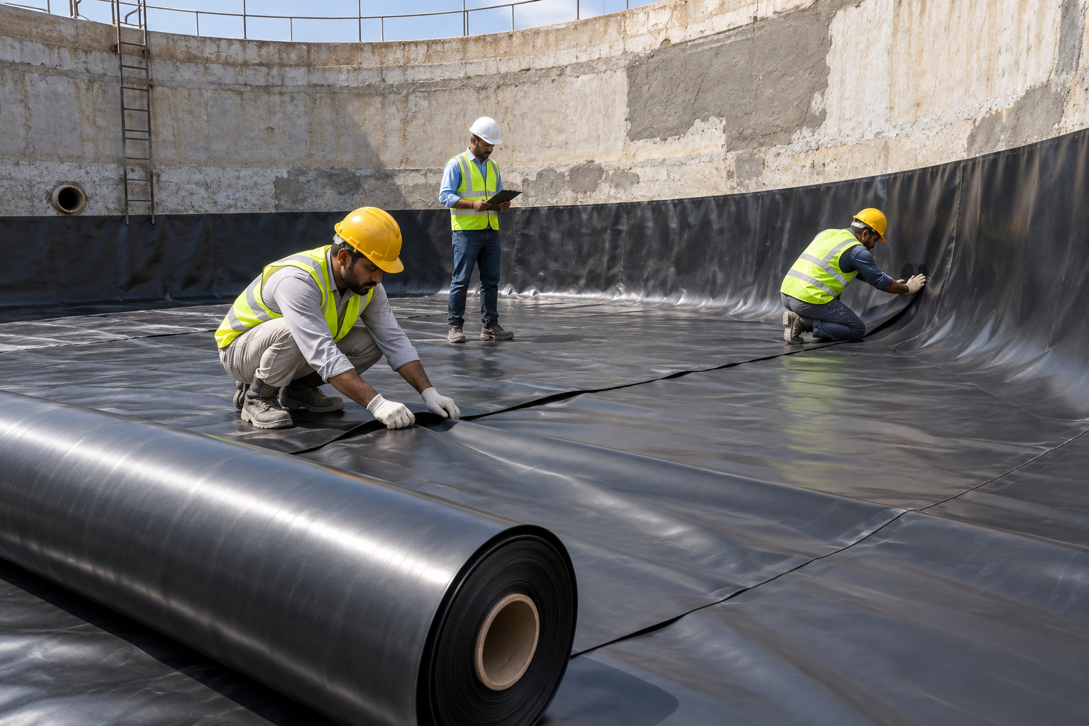 Smooth LLDPE geomembrane tank relining-3